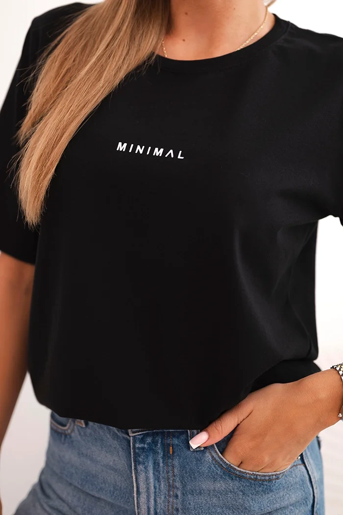 Polski Women's cotton blouse with Minimal print black