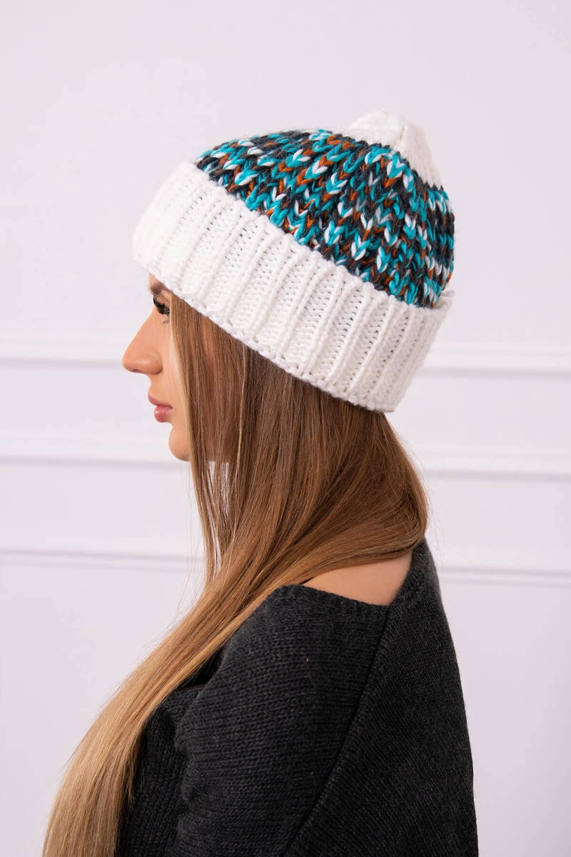 Women&#039;s cap Iris K348 white+turquoise