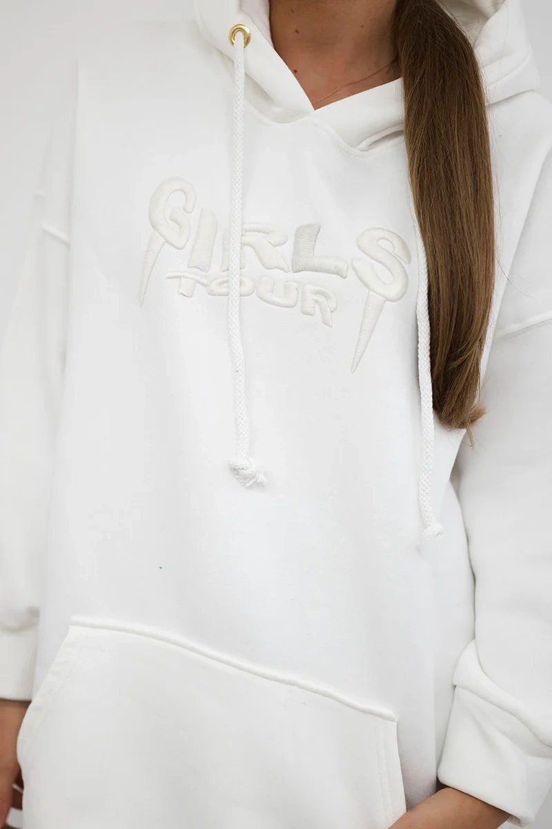 Insulated sweatshirt with embroidered oversize ecru inscription