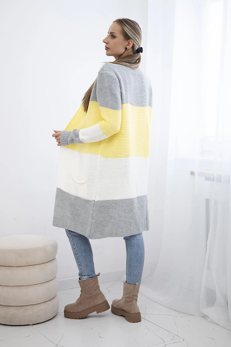 Cardigan sweater on straps gray+yellow