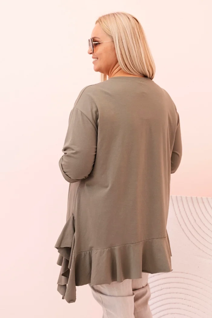 Kesi Włoski Dámska blúzka Plus Size z bavlnou s vreckom a zrolovaným rukávom kiwi