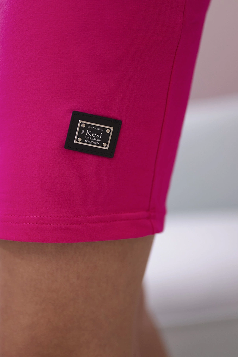 Women's dress with a tie at the neck - fuchsia