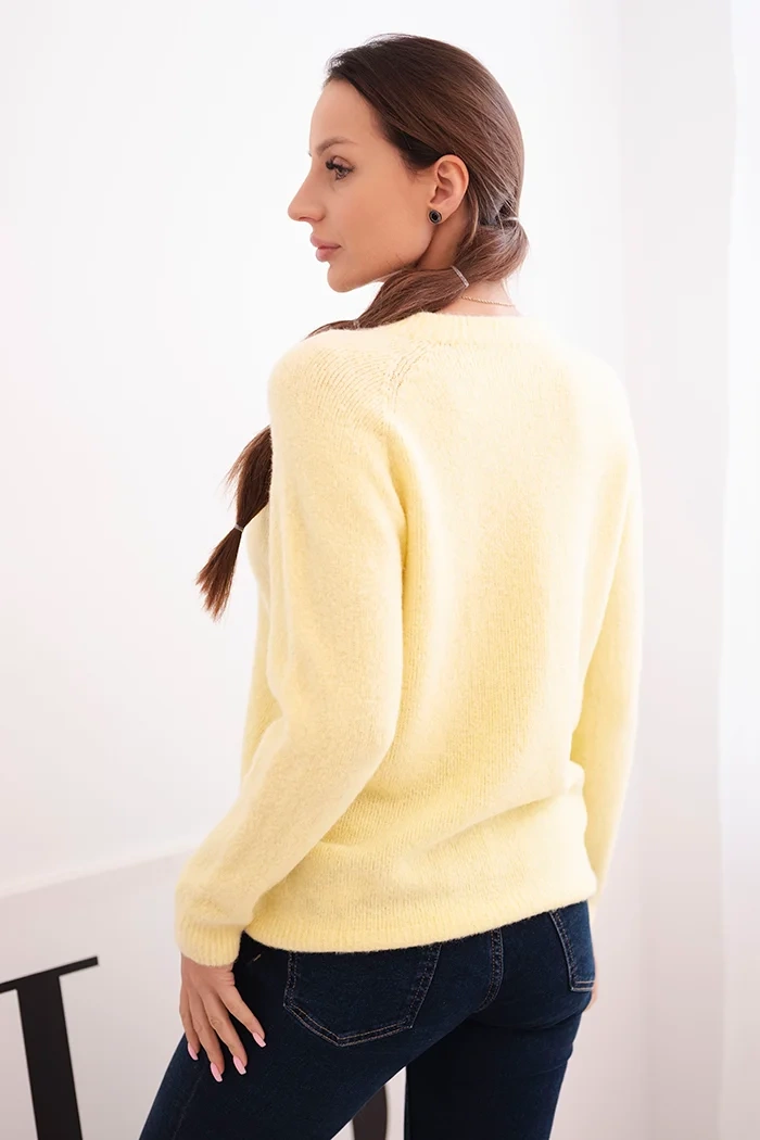 Kesi Włoski Women&#039;s sweater made of baby alpaca with long sleeves yellow