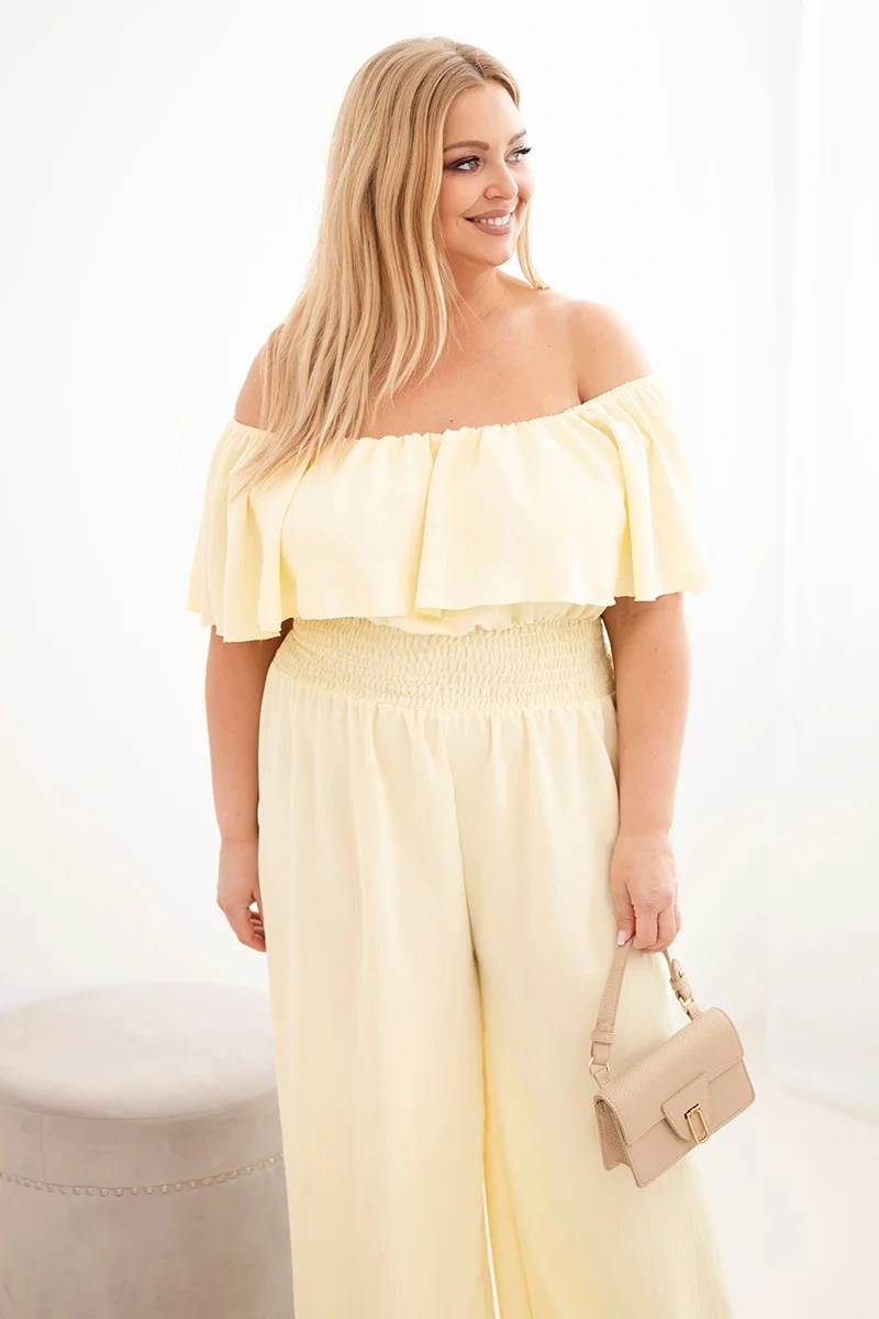 Dámsky plus-size overal Kesi žltý