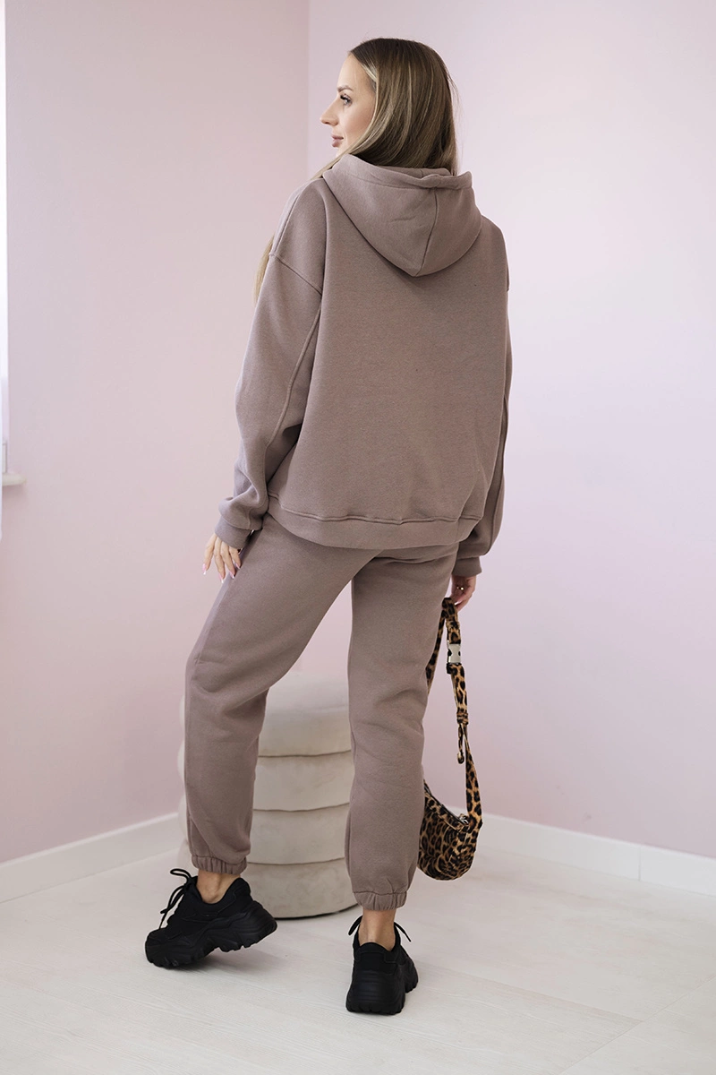 Different photos - Insulated cotton set, sweatshirt with embroidery + mocha pants