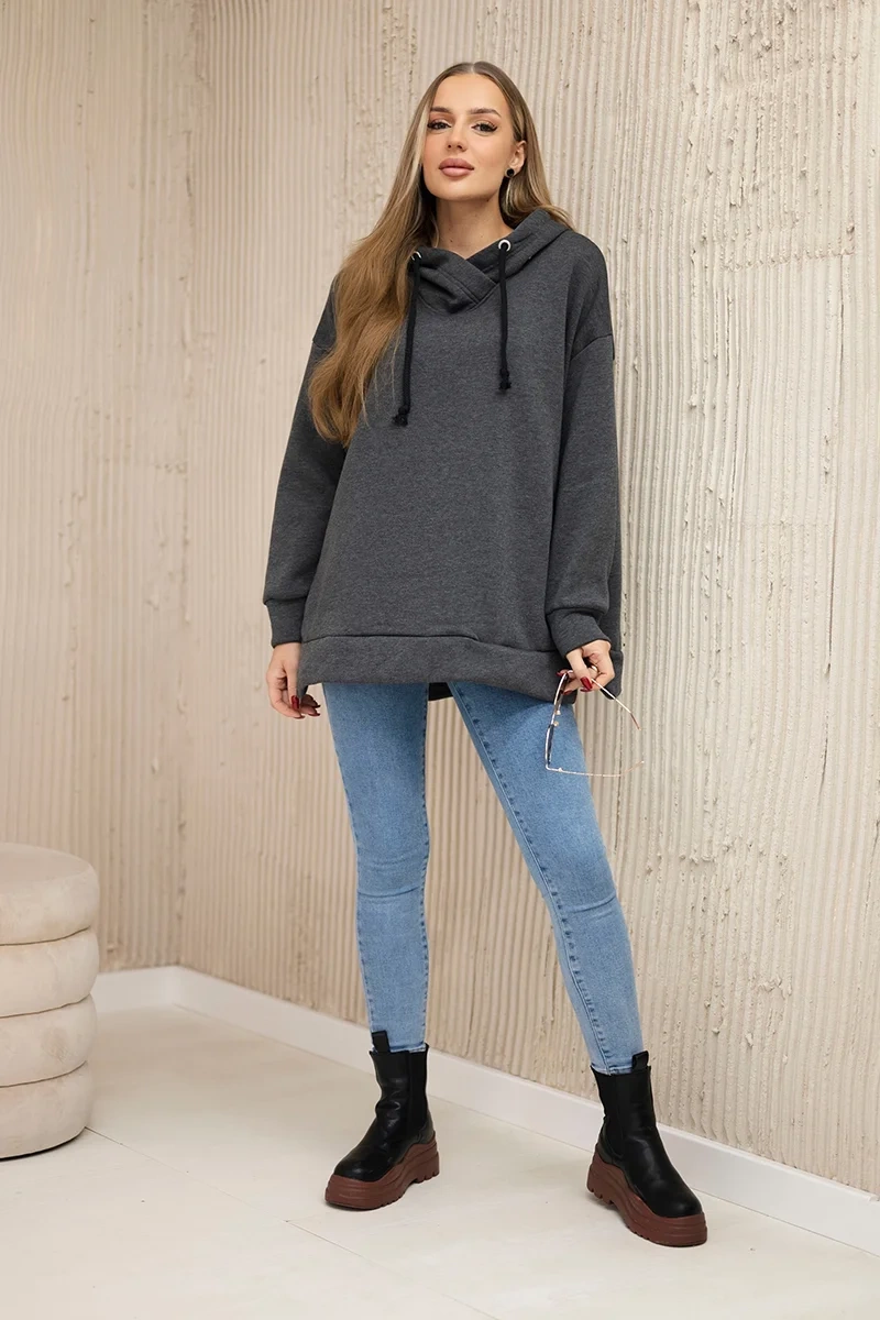 Insulated sweatshirt with side zipper graphite