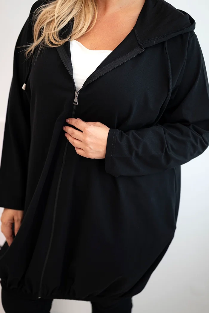 Kesi Women's Plus Size cotton hoodie with zipper black