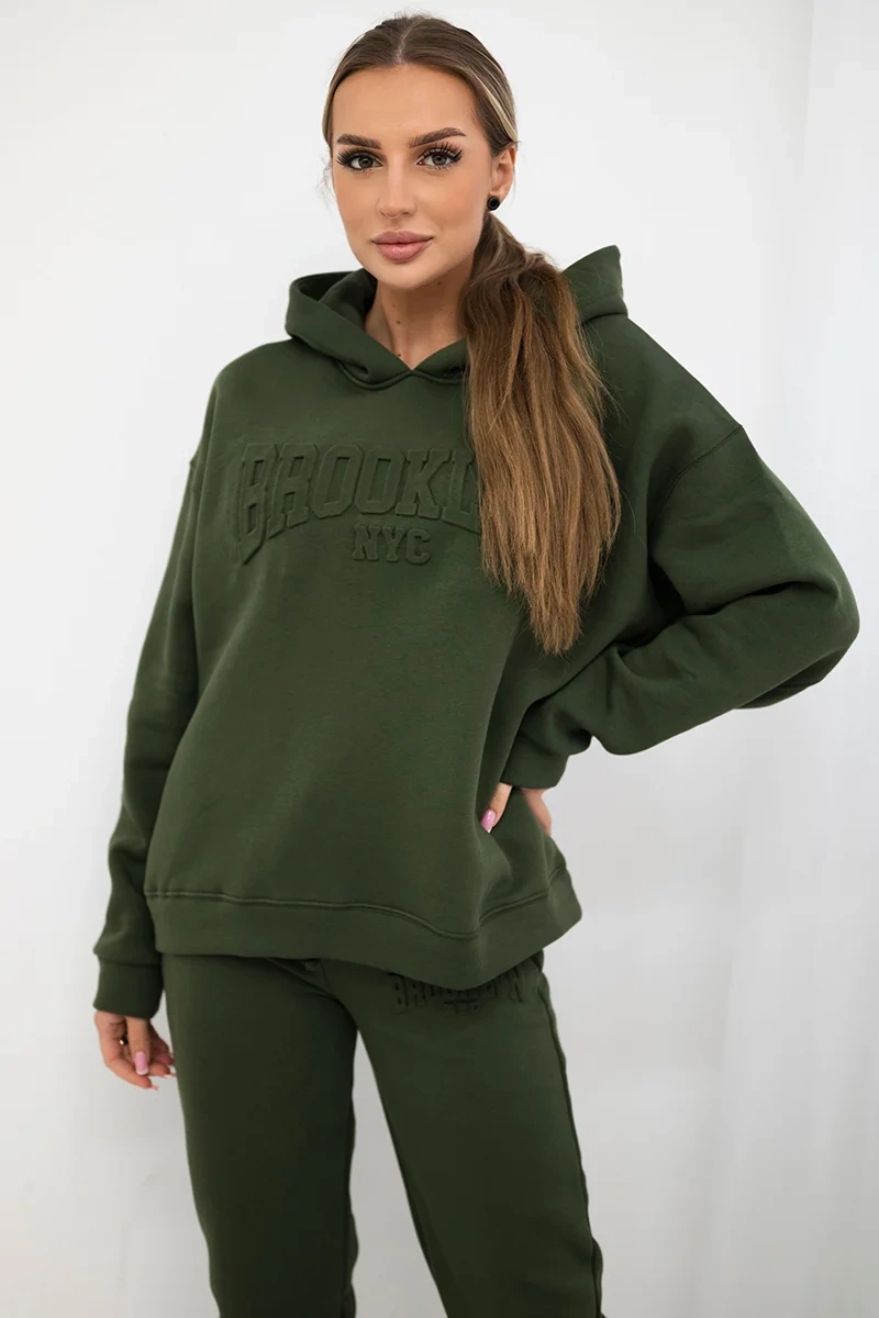 Zateplený bavlněný set, mikina + kalhoty Brooklyn khaki