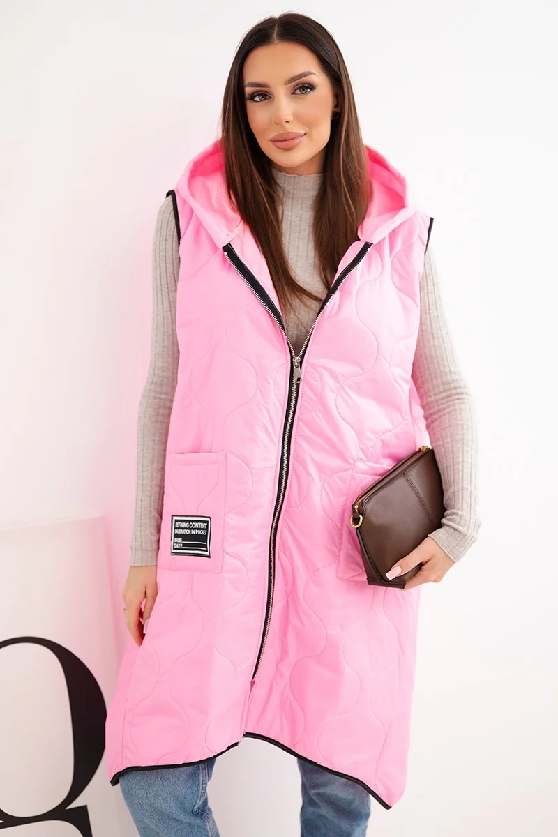 Дамски ватиран елек с качулка, голям размер Kesi