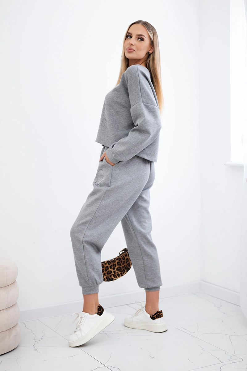 Kesi Włoski Viscose set Amour sweatshirt + pants grey