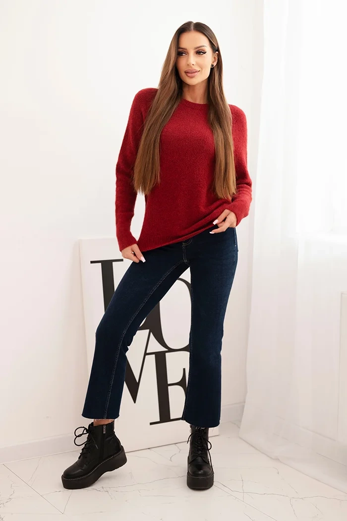 Kesi Włoski Women's sweater made of baby alpaca with long sleeves burgundy