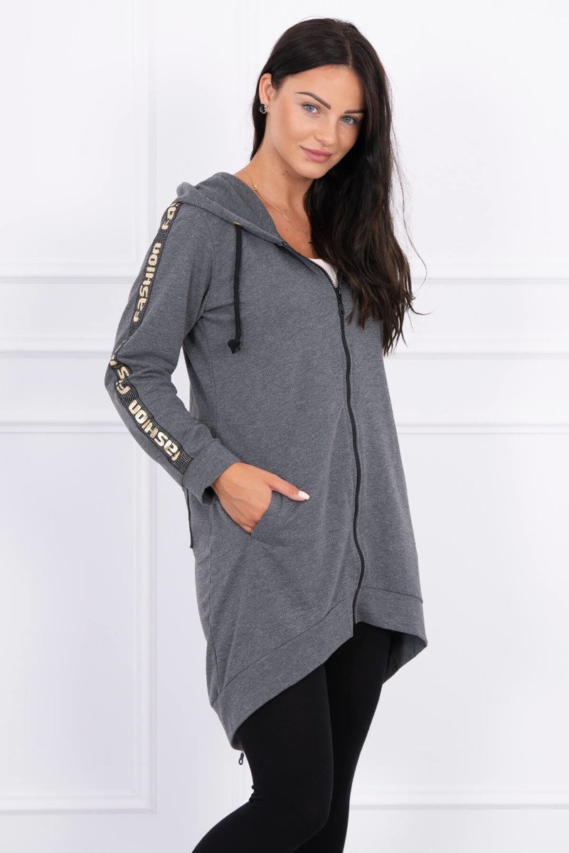 Zip-up Sweatshirt In Graphite Melange Back