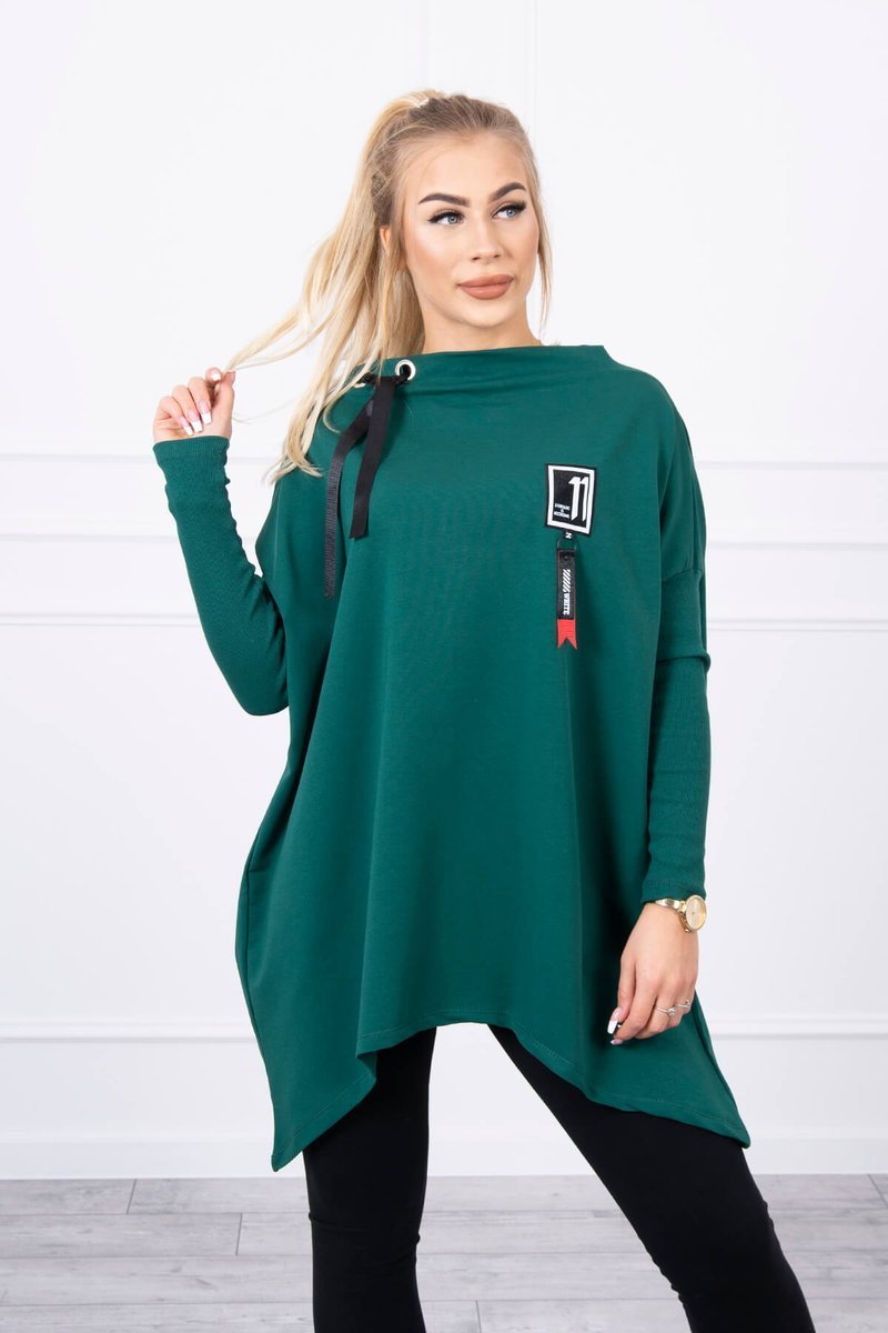 Oversized Sweatshirt With Asymmetrical Sides In Green