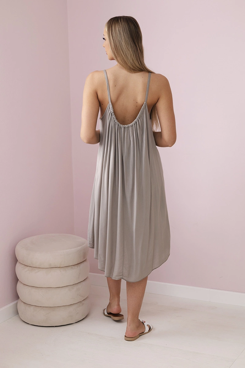 Włoski Viscose dress with straps cappuccino