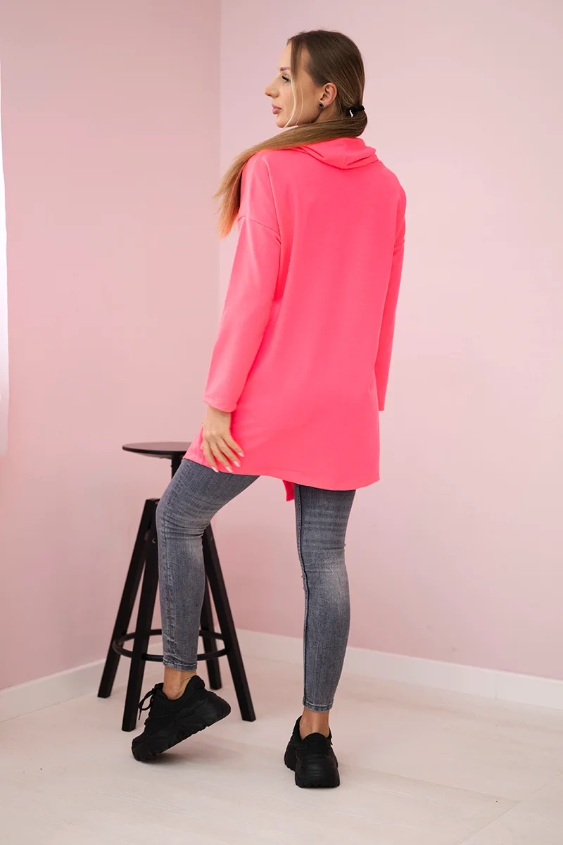 Tunic with clutch front Oversize pink neon
