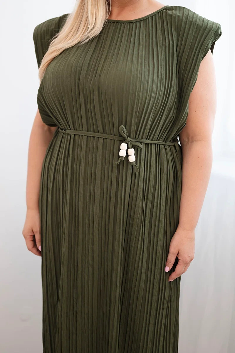 Kesi Plus size plisované midi šaty khaki