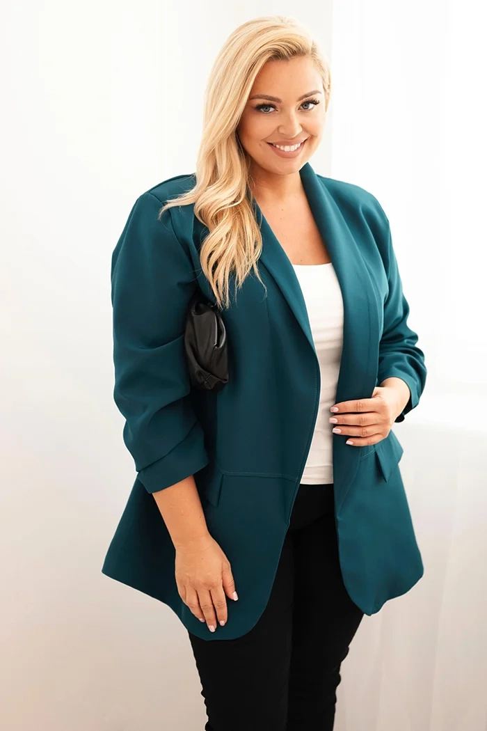 Kesi Włoski Elegant Plus Size women&#039;s blazer sea color