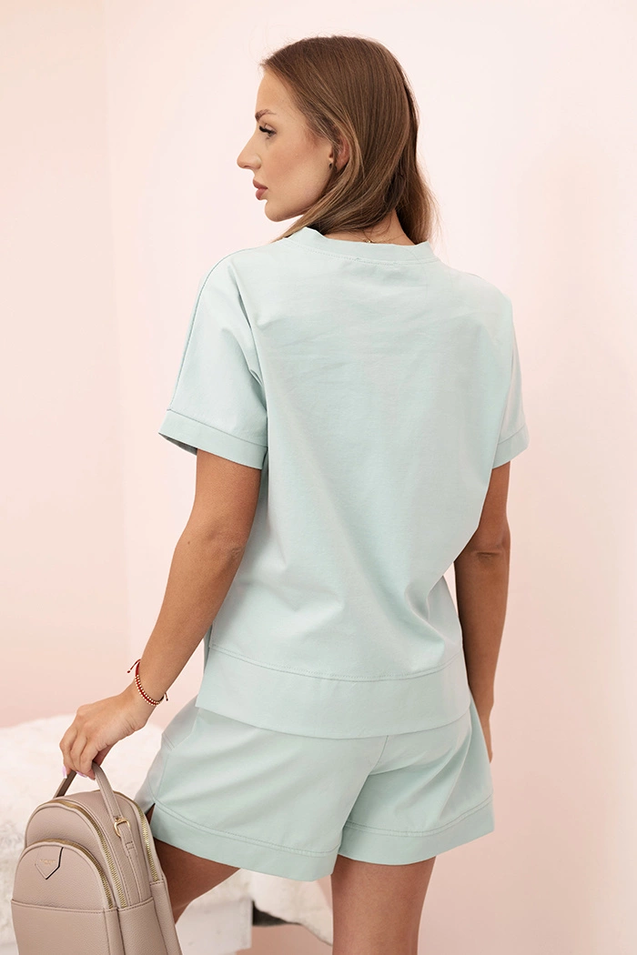 Kesi Włoski Women&#039;s punto set with short sleeves and shorts dark mint