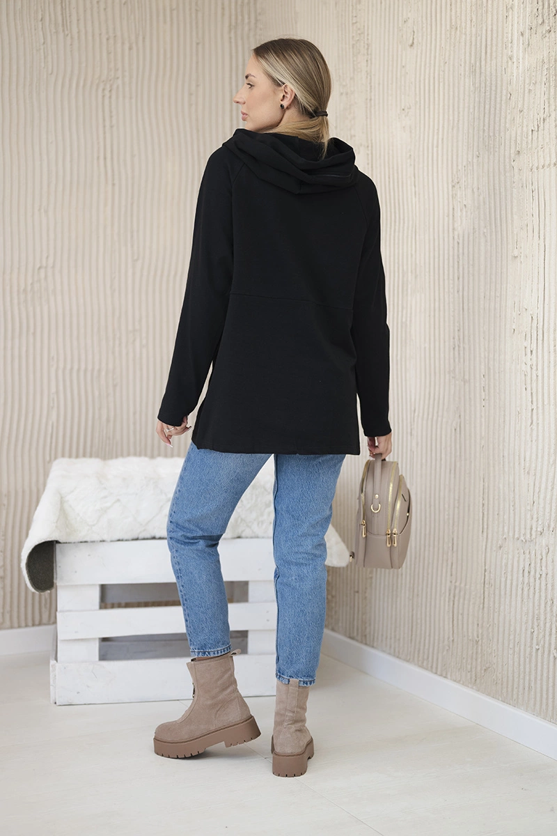 Tunic with zipper on hood Oversize black