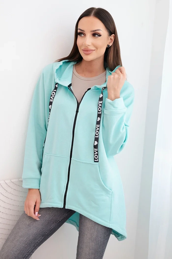 Kesi Sweatshirt with longer back and hood mint