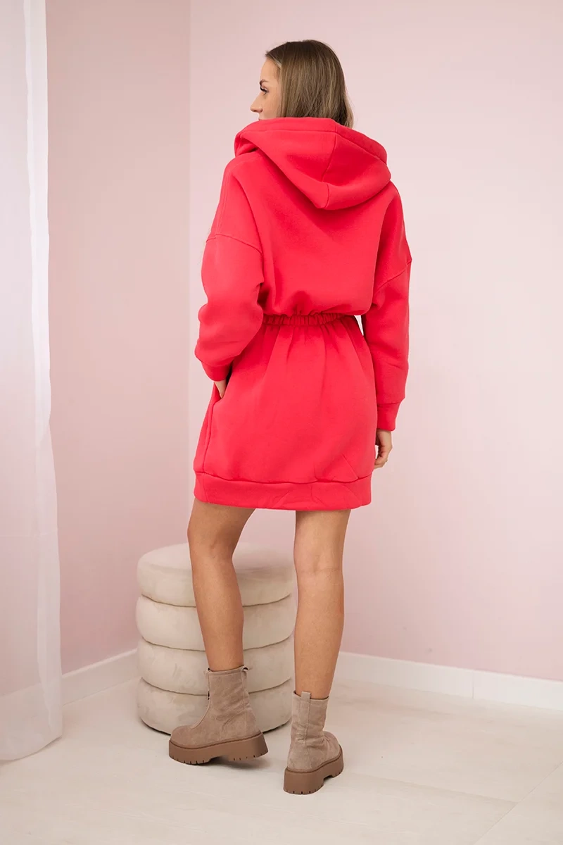 Insulated dress with hood raspberry