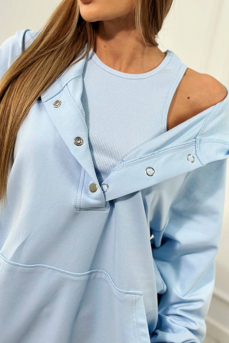 Set of 3-in-1 sweatshirt, top and short leggings blue