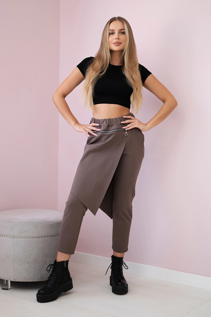 Punto Milano winter pants with fango decorative zipper