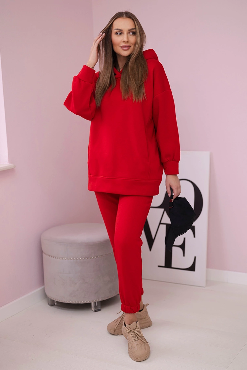 Insulated set with sweatshirt in red