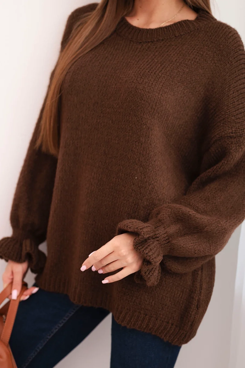 Kesi Włoski Women&#039;s sweater with a blend of mohair and wool in a loose fit brown