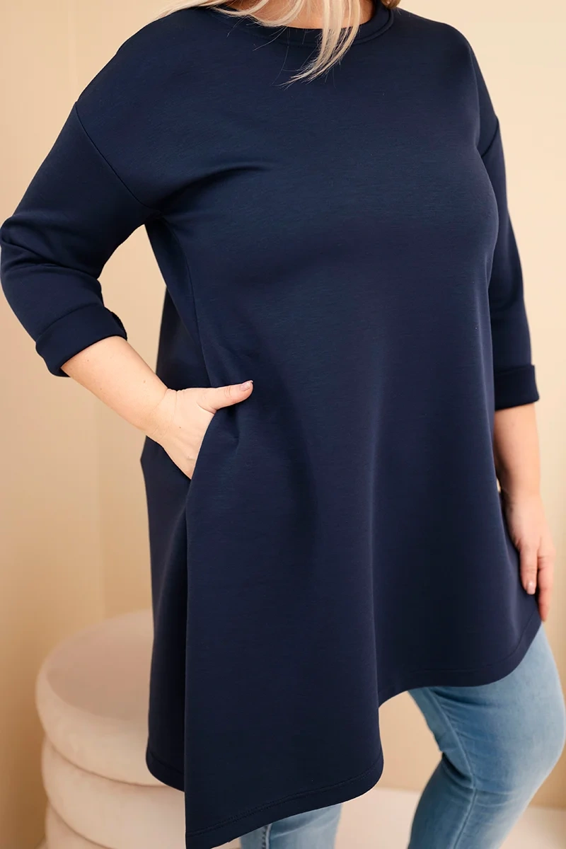 Plus size šaty z viskózy s asymetrickým lemom