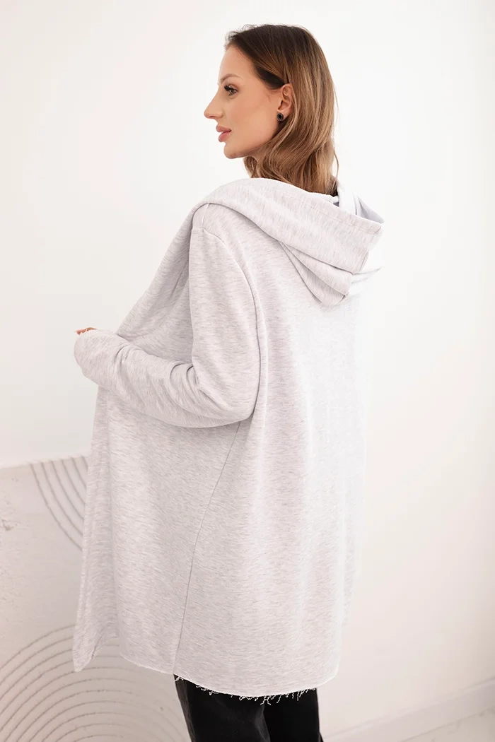 Kesi Women's cotton hoodie with an elongated front light gray