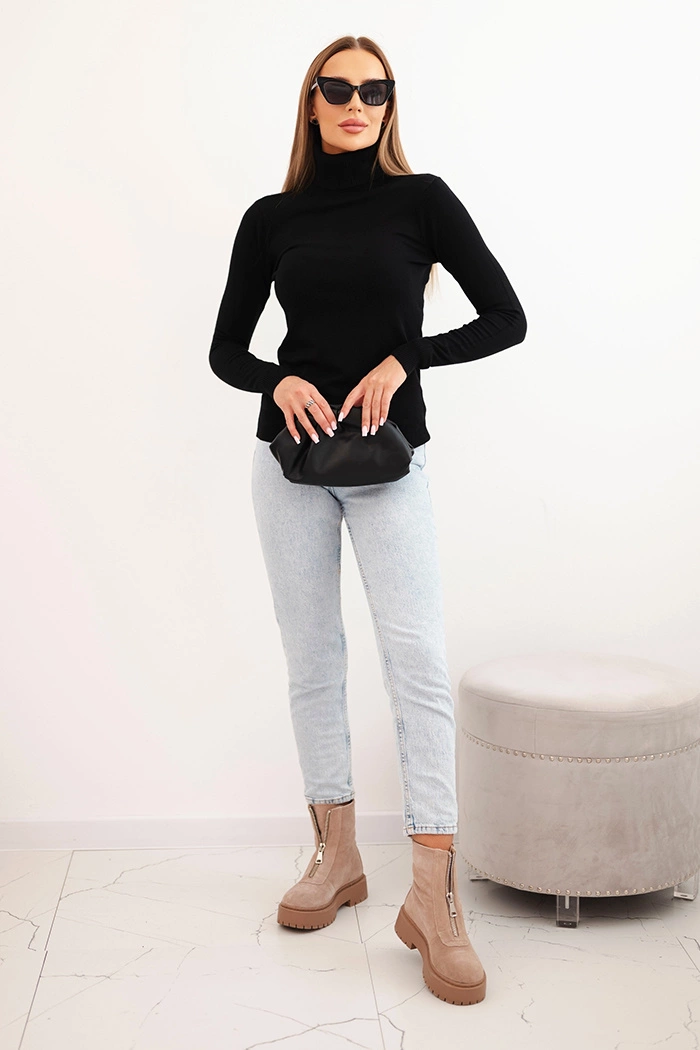 Kesi Włoski Women&#039;s viscose sweater with a turtleneck and long sleeves black