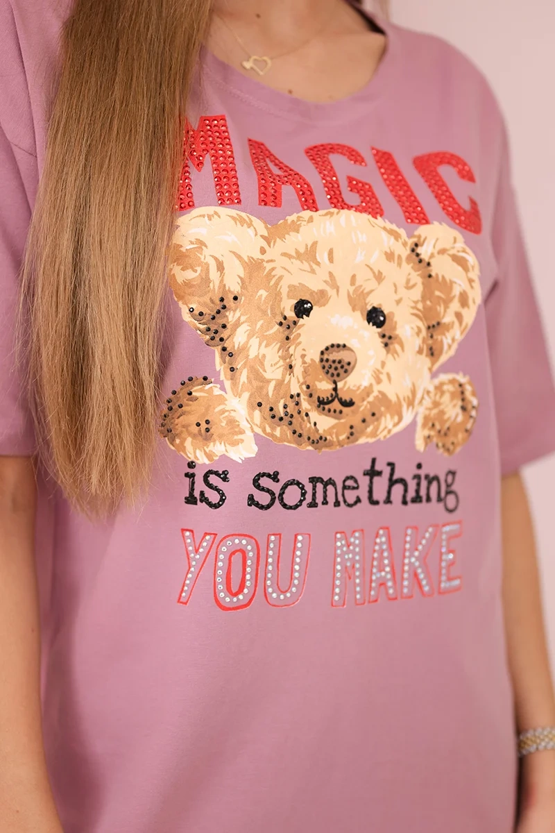 Blouse with Magic print dark pink