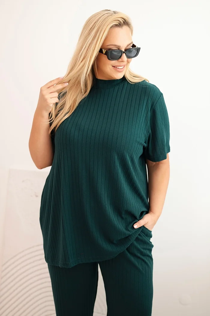 Kesi Three-piece women&#039;s Plus Size set dark green