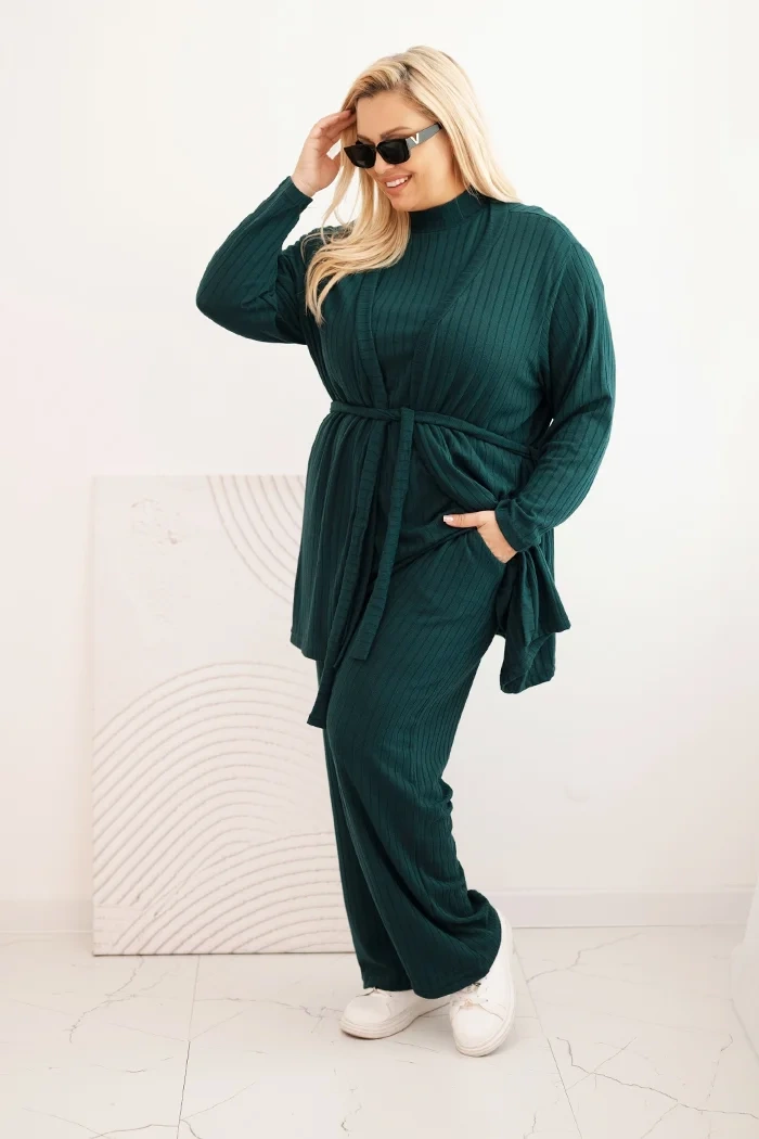 Kesi Three-piece women&#039;s Plus Size set dark green