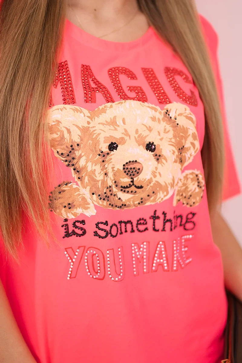 Blouse with Magic pink neon print