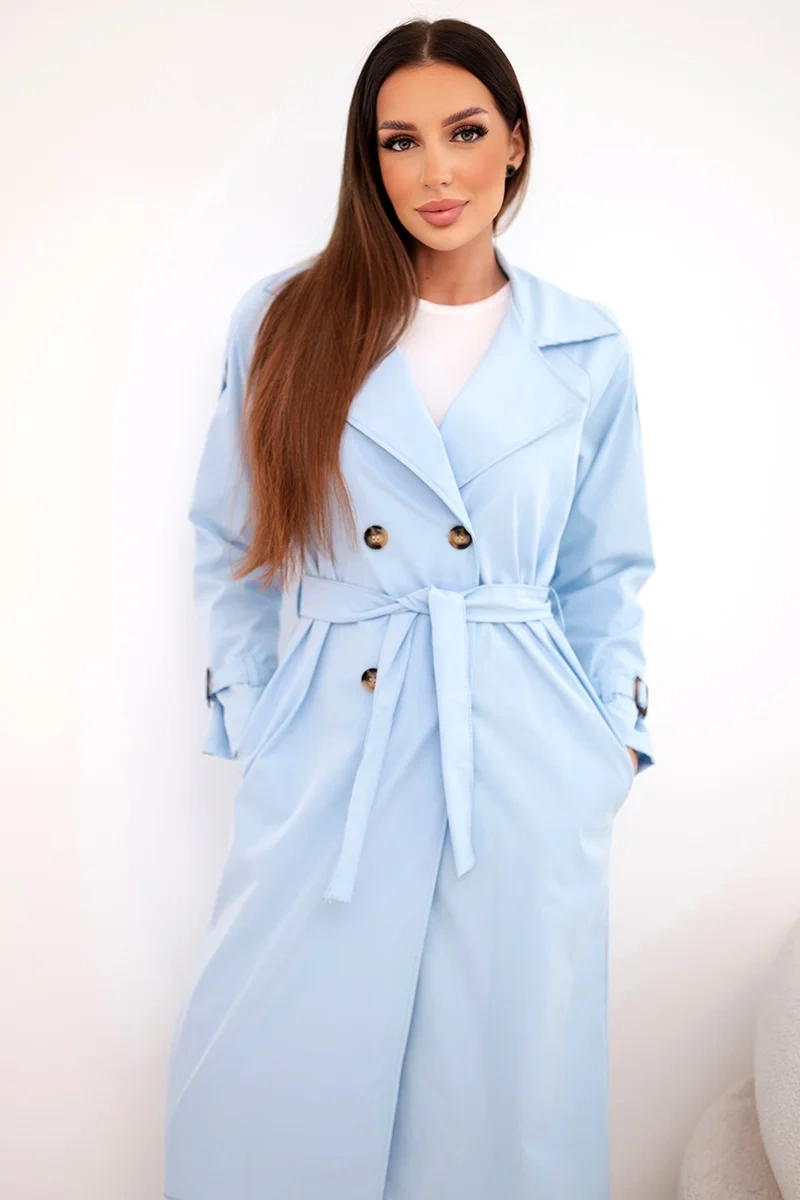 Дамско палто Kesi с колан и яка