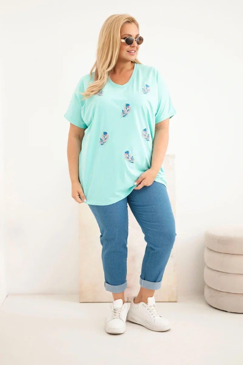 Dámska blúzka Plus Size s pierkami mätová