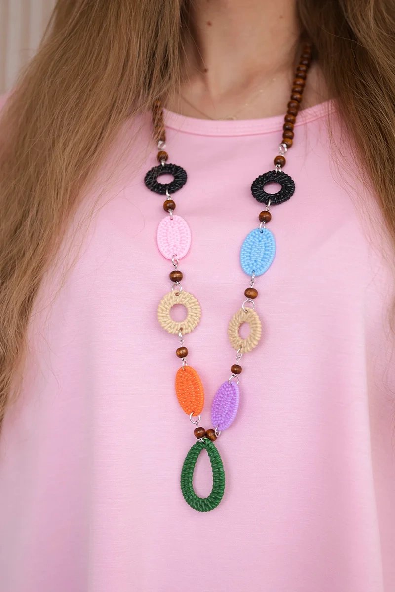 Kesi Włoski Oversize blouse with necklace buttery fabric light pink