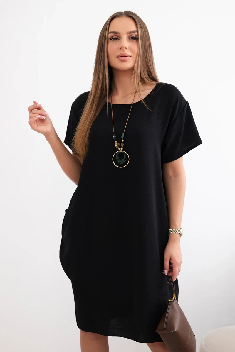 Kesi Włoski Dress with pockets and pendant black