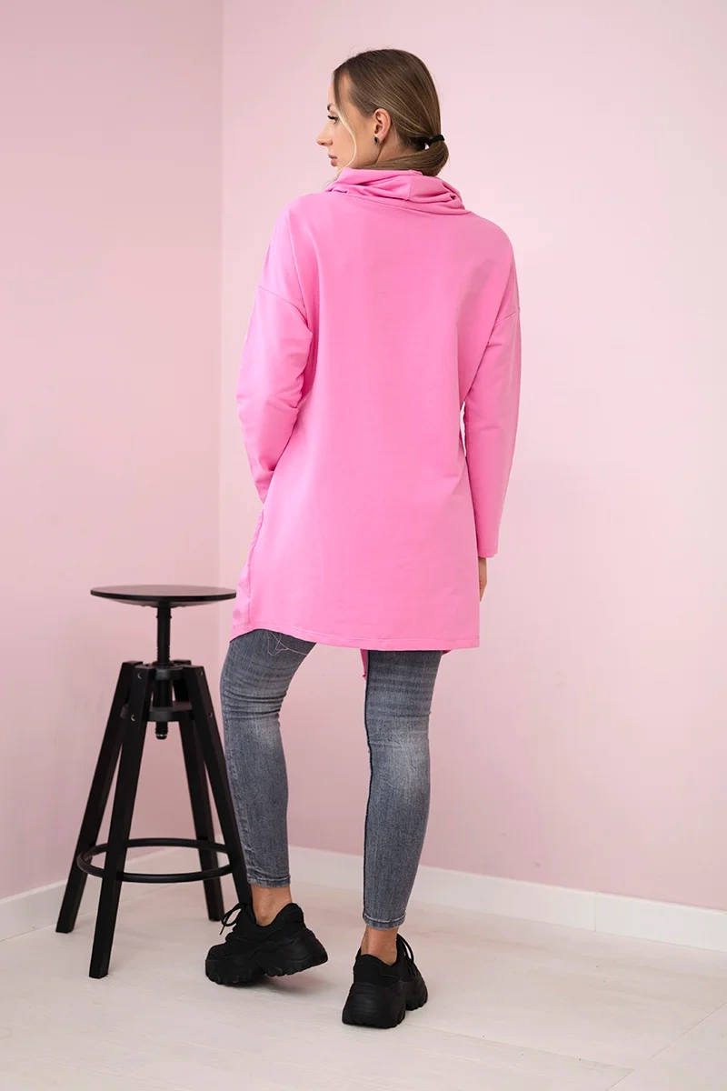 Tunic with a clutch on the front Oversize light pink