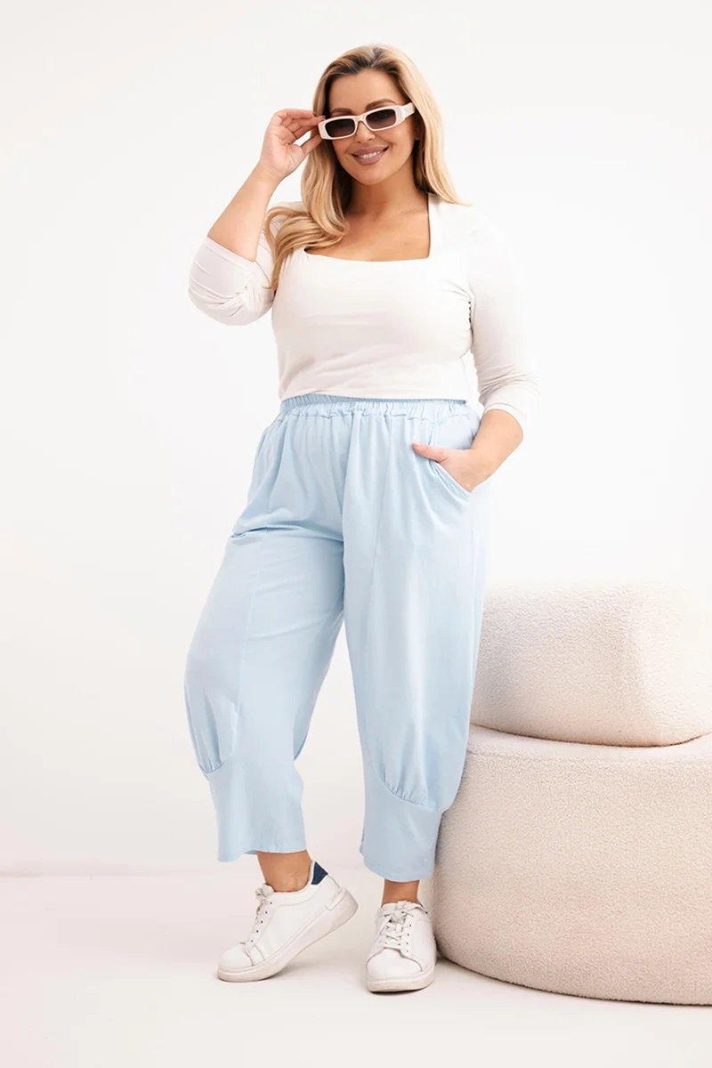 Plus size nohavice s nízkym sedom a elastickým pásom