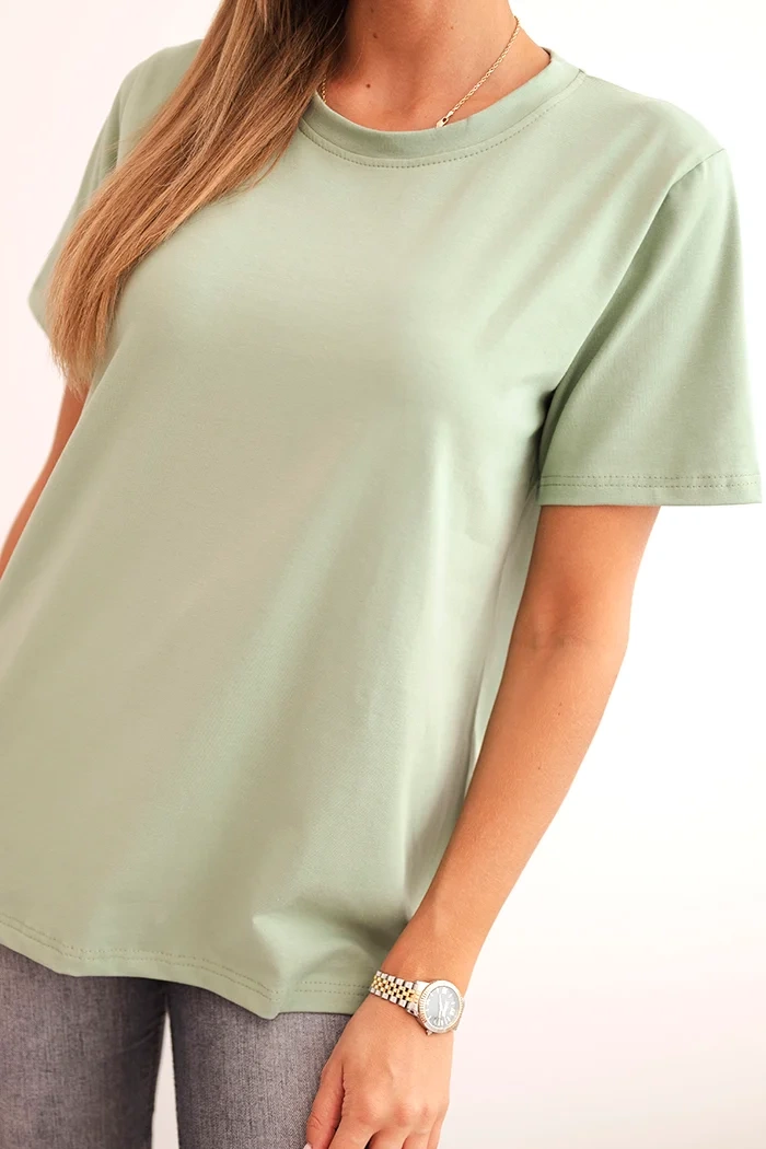 Polski Women's cotton blouse in a classic cut dark mint