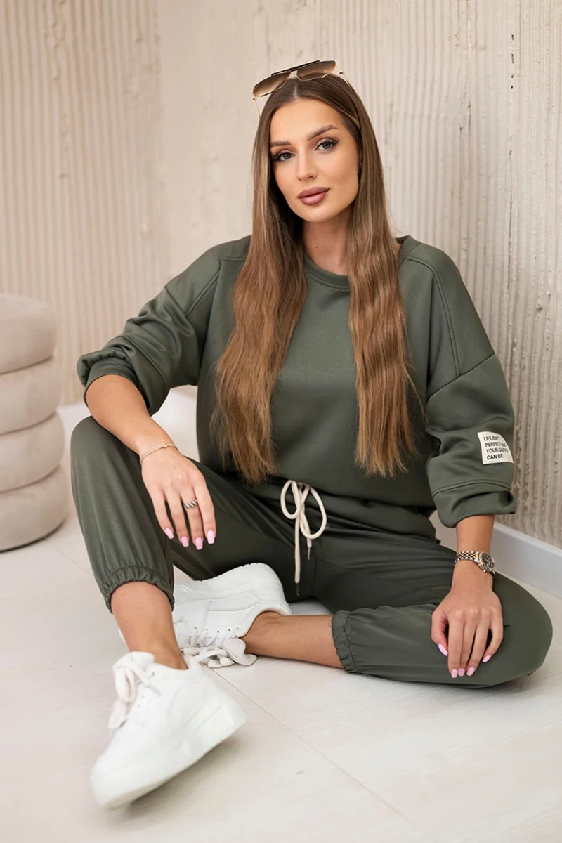 Kesi Włoski Viscose set sweatshirt   pants khaki