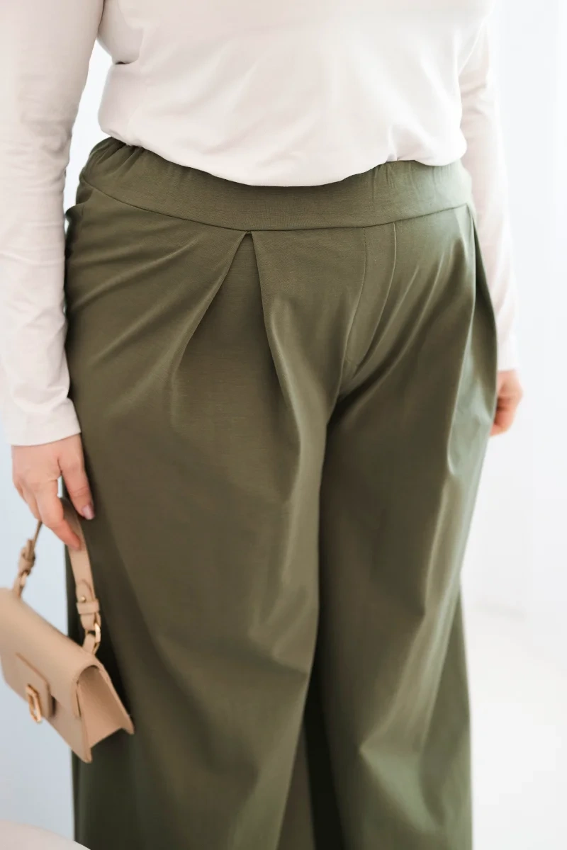 Kesi Plus Size nohavice s širokými nohavicami khaki