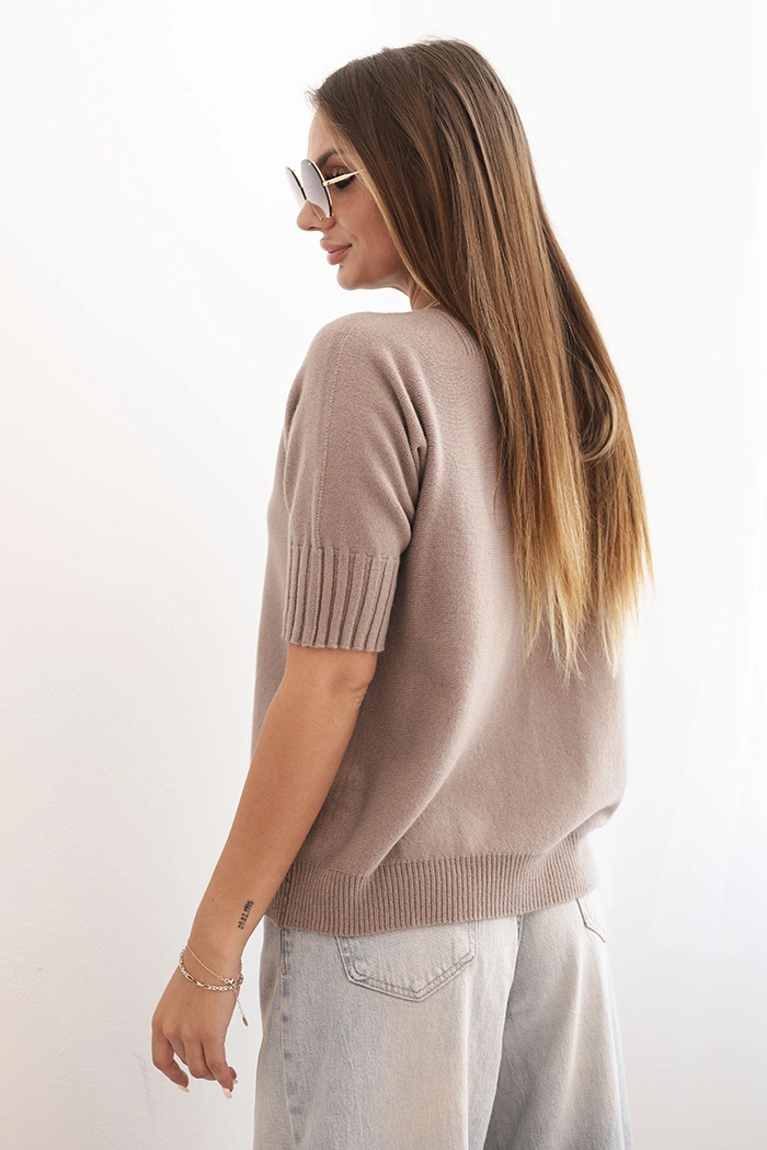 Kesi Włoski Women&#039;s viscose sweater with short sleeves fango