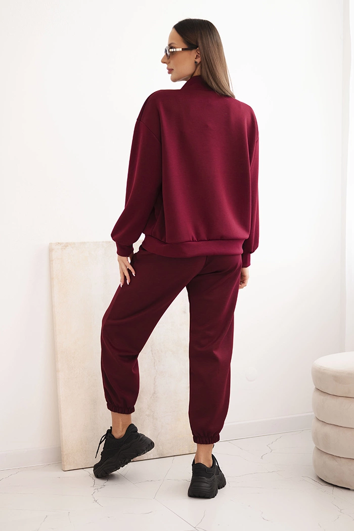 Kesi Włoski Women's set made of viscose with a button-up blouse and pants plum