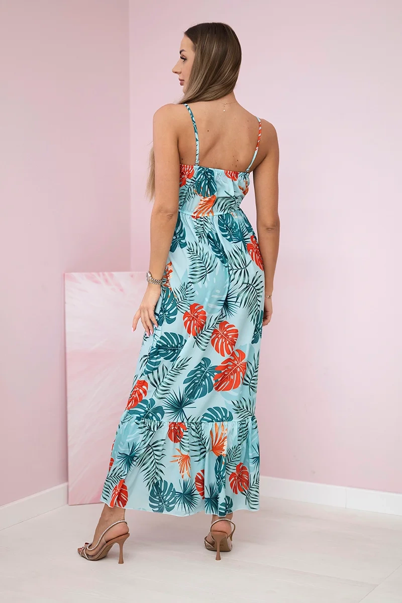 Dress with leaf motif mint