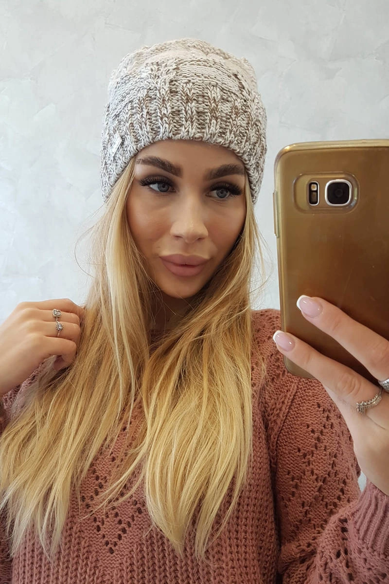 Kesi Čapica s fleece Dolores K303 hnedá+svetlo béžová+tmavo béžová