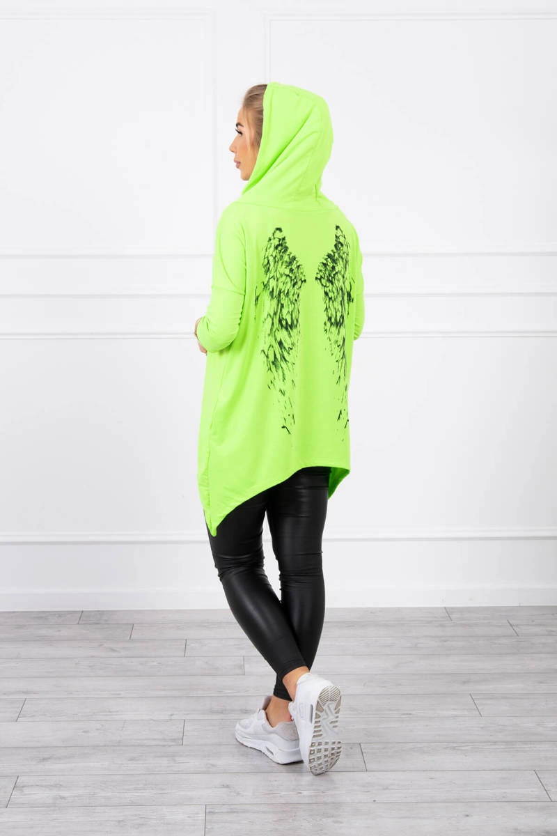Kesi Sweatshirt with a print of wings green neon